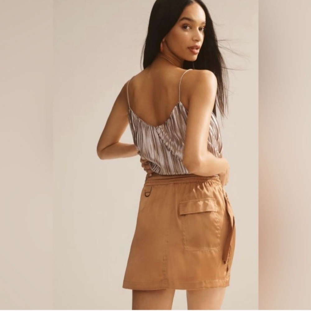 Anthropologie Love The Label Silky Cargo Mini Skirt - Picture 2 of 8